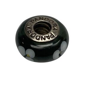 Pandora Sterling Silver 925 ALE Green Murano Glass Flower Bead Charm
